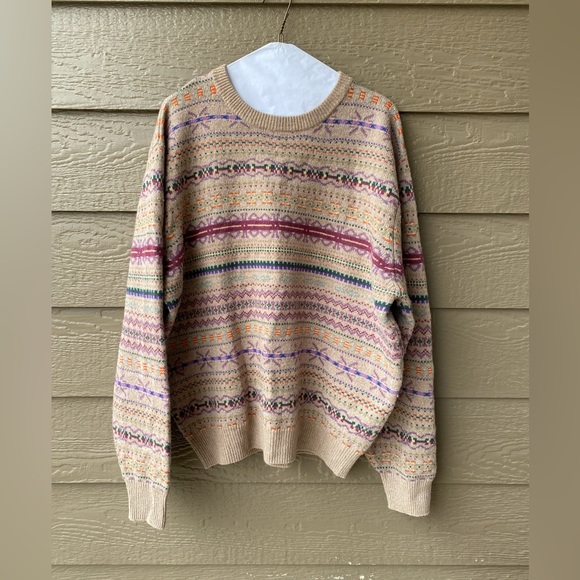 JOS. A. BANK Lambswool Fair Isle Nordic Men's Pullover Sweater Size Large fall - Picture 1 of 13